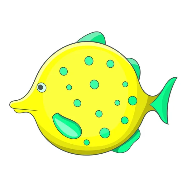 Gelb gepunktetes Fisch-Symbol, Cartoon-Stil — Stockvektor
