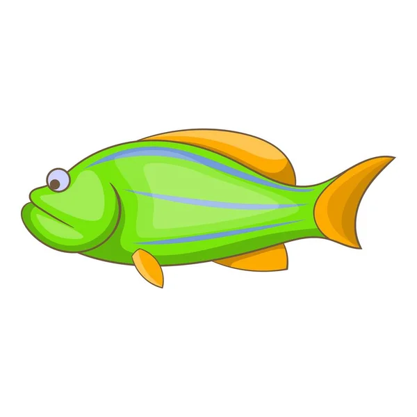 Grön fisk ikon, tecknad stil — Stock vektor