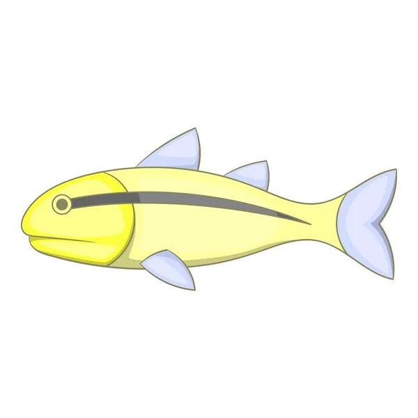 Pescado amarillo con icono de rayas negras, estilo de dibujos animados — Archivo Imágenes Vectoriales