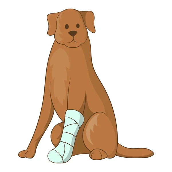 Dog with an injured leg icon, cartoon style — Stock Vector