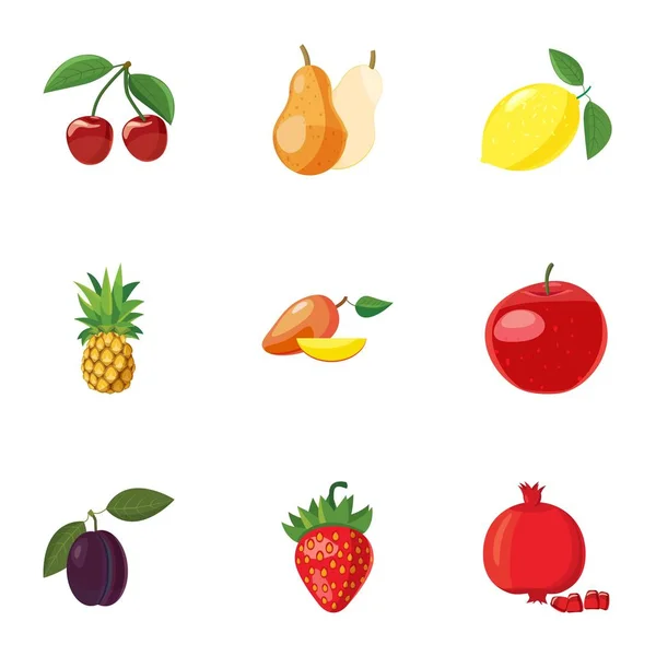 Фермерский фруктовый набор в стиле мультфильма — стоковый вектор
