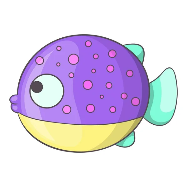 Purple dotted fish icon, cartoon style — Stock Vector