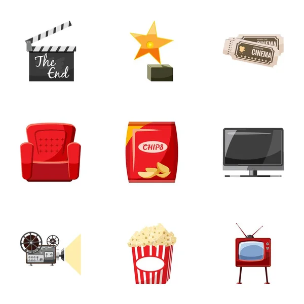 Movie icons set, cartoon style — Stock Vector