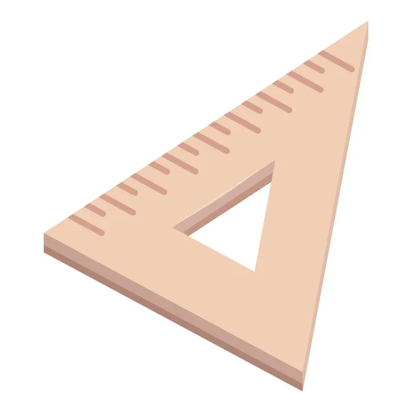 Ξύλινο χάρακα εικονίδιο τριγώνου, ύφος κινούμενων σχεδίων — Διανυσματικό Αρχείο