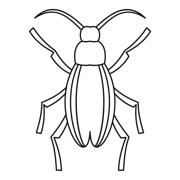 Longhorn カブトムシ grammoptera アイコン、アウトラインのスタイル — ストックベクタ