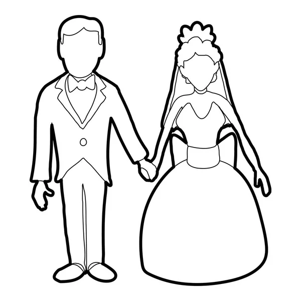 Icône de mariage, style contour — Image vectorielle