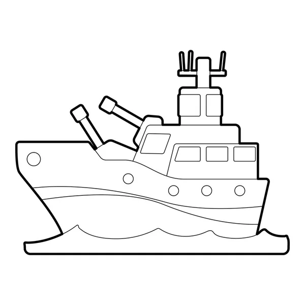 Bitevní loď ikona, styl osnovy — Stockový vektor