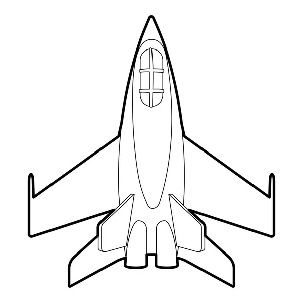 Military jet icon, outline style — Stock Vector