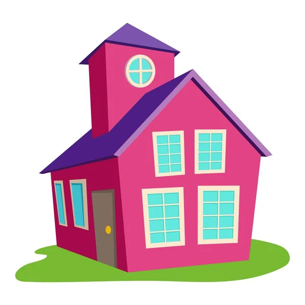 Icône de maison colorée, style dessin animé — Image vectorielle