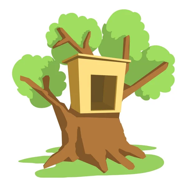 Icône de la maison de l'arbre, style dessin animé — Image vectorielle