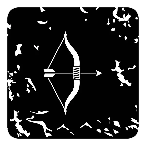 Icône arc et flèche, style grunge — Image vectorielle