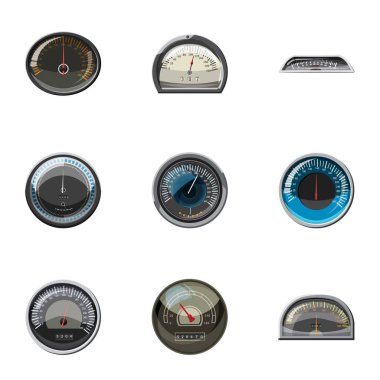 Motor hız göstergesi Icons set, karikatür tarzı