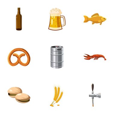 Bira Festivali Icons set, karikatür tarzı