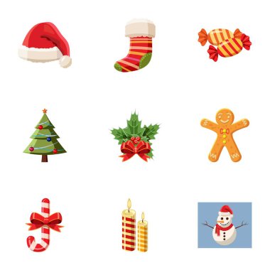 Christmas Icons set, karikatür tarzı