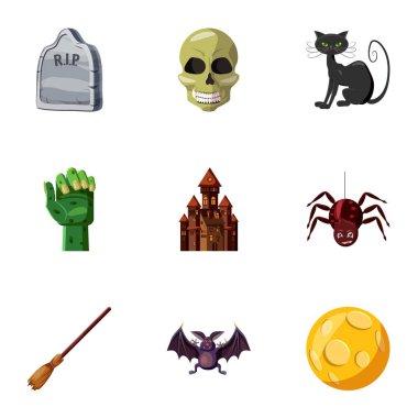 Korkunç tatil Icons set, karikatür tarzı