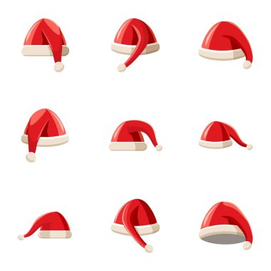 Noel Baba yeni yıl şapkası Icons set, karikatür tarzı