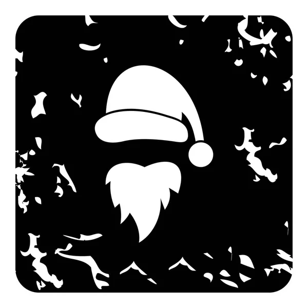 Neujahrsmütze und langer Bart der Weihnachtsmann-Ikone — Stockvektor