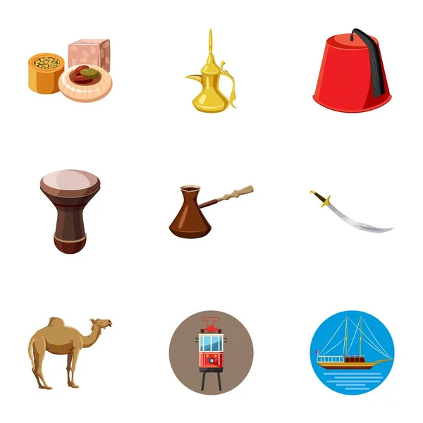 Turkije land iconen set, cartoon stijl — Stockvector