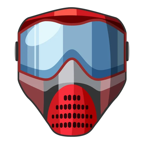 Máscara roja para el icono de paintball, estilo de dibujos animados — Vector de stock