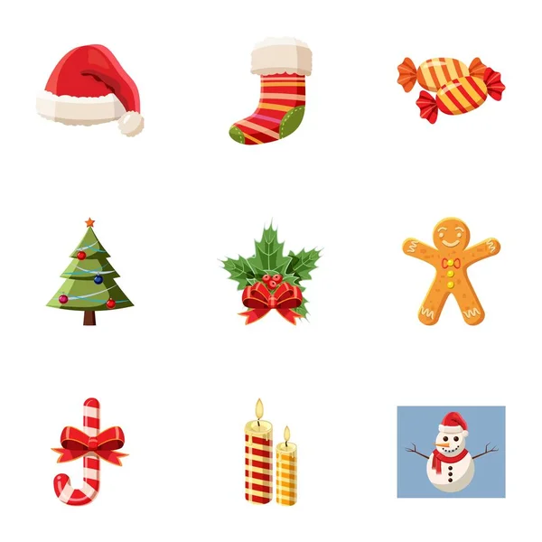 Conjunto de ícones de Natal, estilo cartoon —  Vetores de Stock