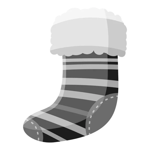 Christmas sock ikon, grå svartvit stil — Stock vektor