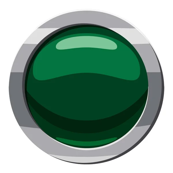 Icono botón verde, estilo de dibujos animados — Archivo Imágenes Vectoriales