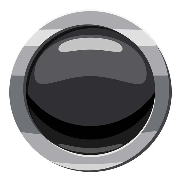 Піктограма круглої чорної кнопки, стиль мультфільму — стоковий вектор