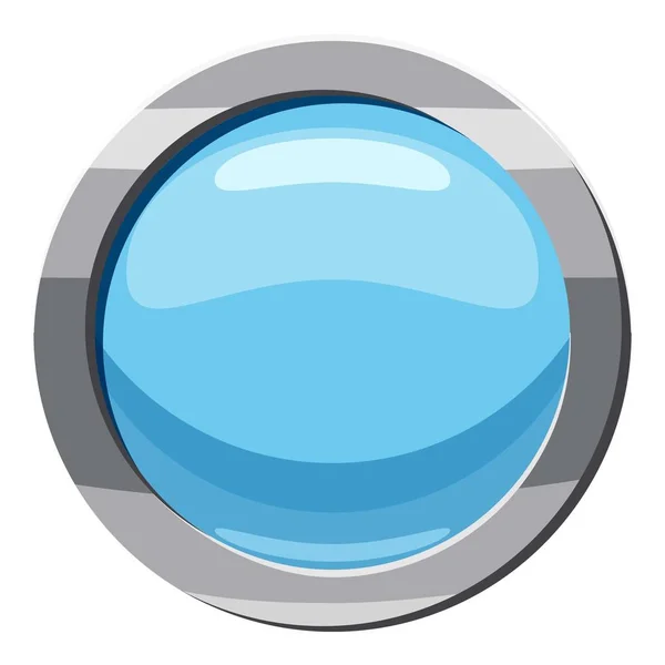 Синяя круглая иконка кнопки, стиль мультфильма — стоковый вектор