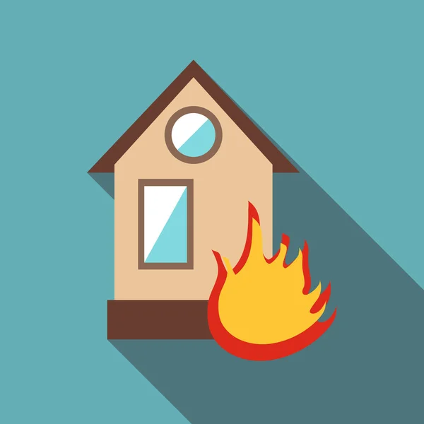 Icono de casa en llamas, estilo plano — Vector de stock