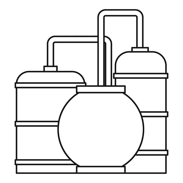 Icône raffinerie de pétrole, style contour — Image vectorielle