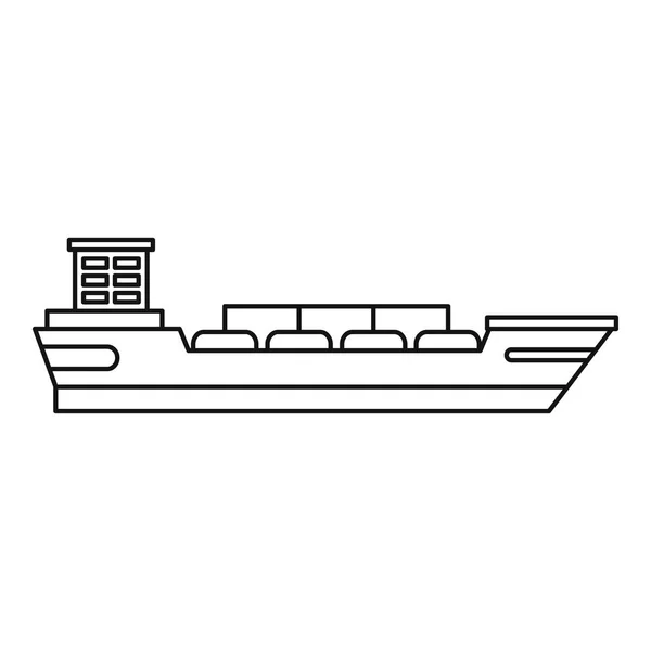 Icono de barco de carga, estilo de esquema — Vector de stock