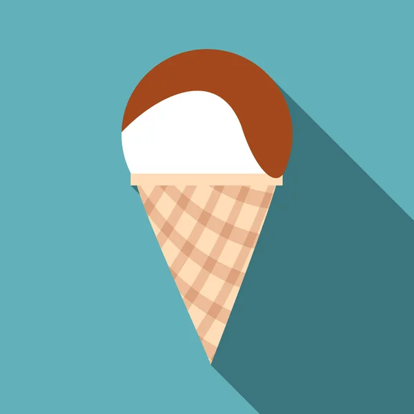Vanilla ice cream with chocolate sauce icon — Stock Vector