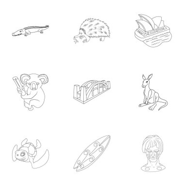 Avustralya Icons set, anahat stili konumlar