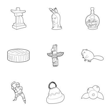 Ülke Kanada Icons set, anahat stili