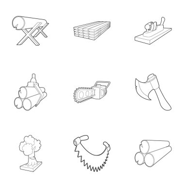 Ormansızlaşma Icons set, anahat stili