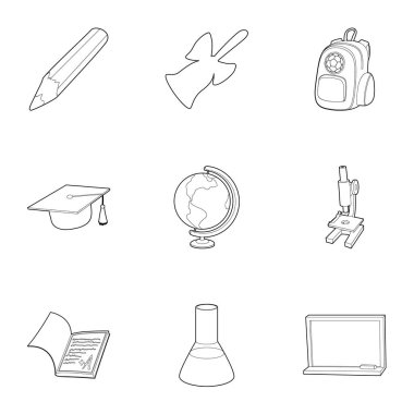 Okul Icons set, anahat stili