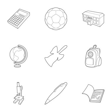 Çocuk eğitim Icons set, anahat stili