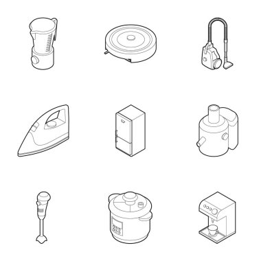 Aletleri mutfak Icons set, anahat stili için