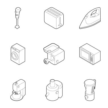 Mutfak elektronik aletleri Icons set