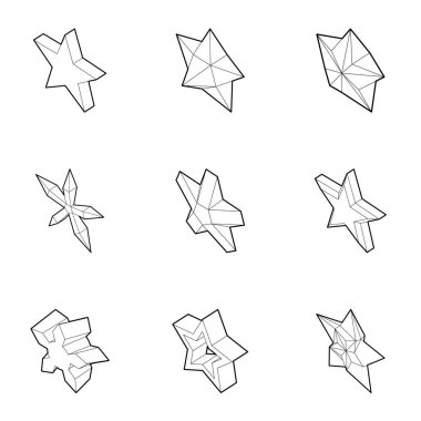 Yıldız şekil Icons set, anahat stili