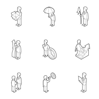 Yönetim Icons set, anahat stili