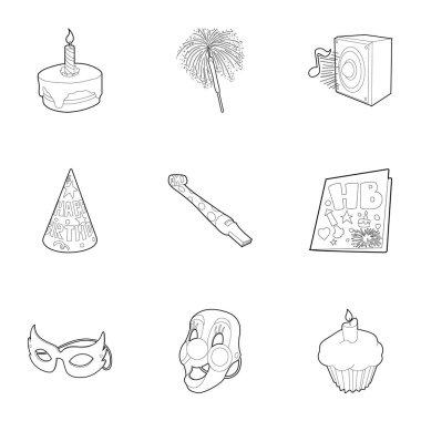 Çocuk Icons set, anahat stili parti