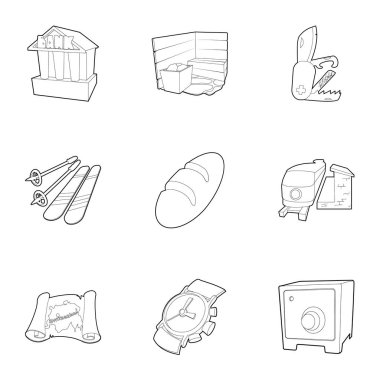 İsviçre Icons set, anahat tarzı tatil