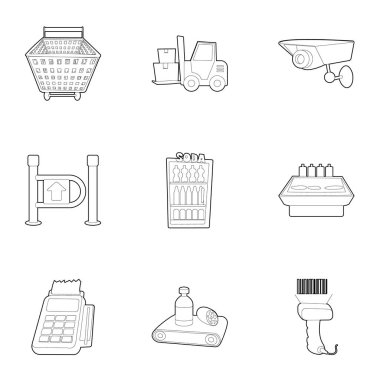 Dükkanı Icons set, anahat stili