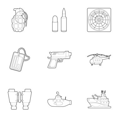 Silah Icons set, anahat stili