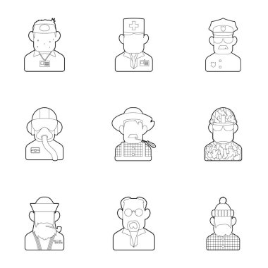 İşçiler Icons set, anahat stili