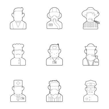 Faaliyetleri Icons set, anahat stili