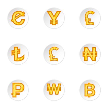 Para Icons set, karikatür tarzı
