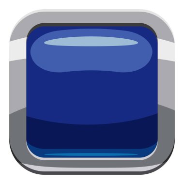 Mavi kare düğme simgesi, karikatür tarzı