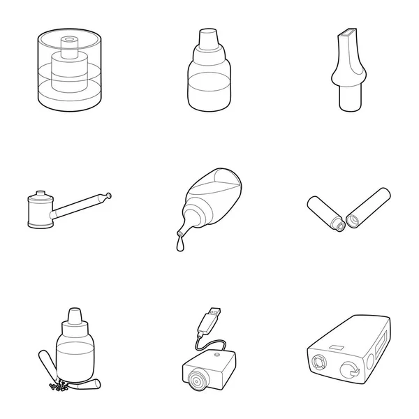 Kouření ikony set, styl osnovy — Stockový vektor